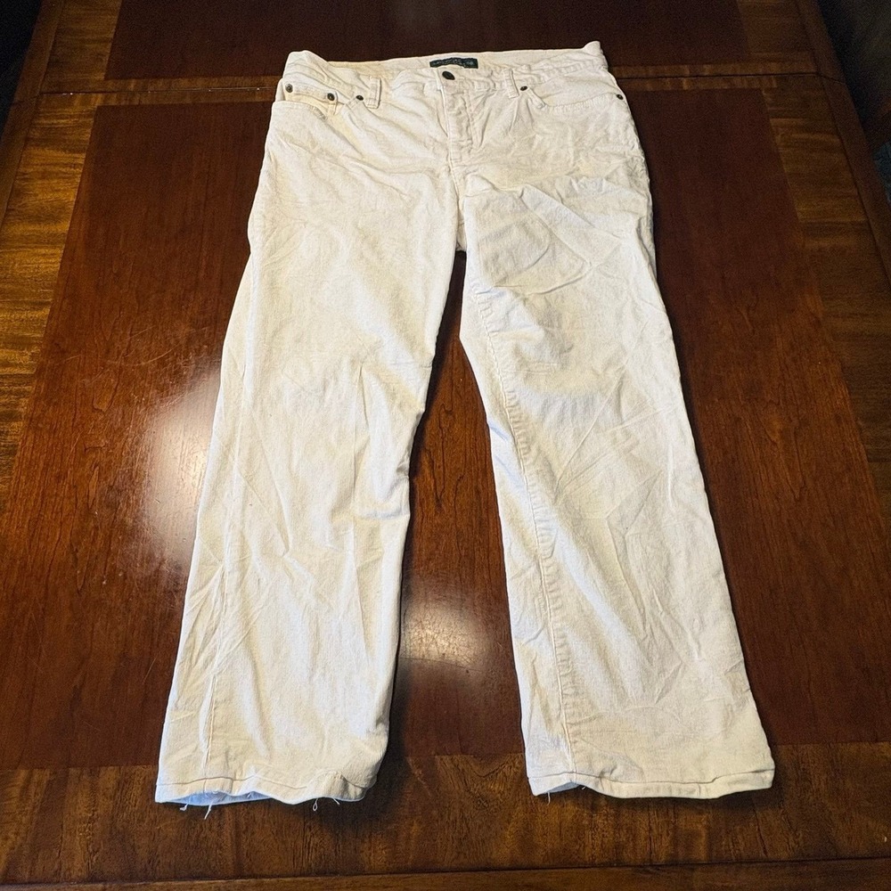 Lauren Ralph Lauren LRL‎ White Corduroy Straight Leg Pants Women's Size 10